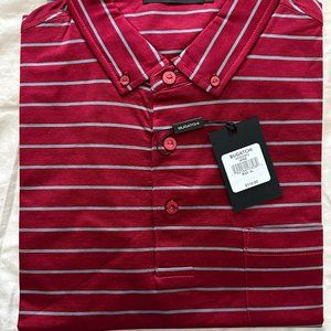 Bugatchi Short Sleeve Polo Shirt Men's Size XL Wine Red NWT $110